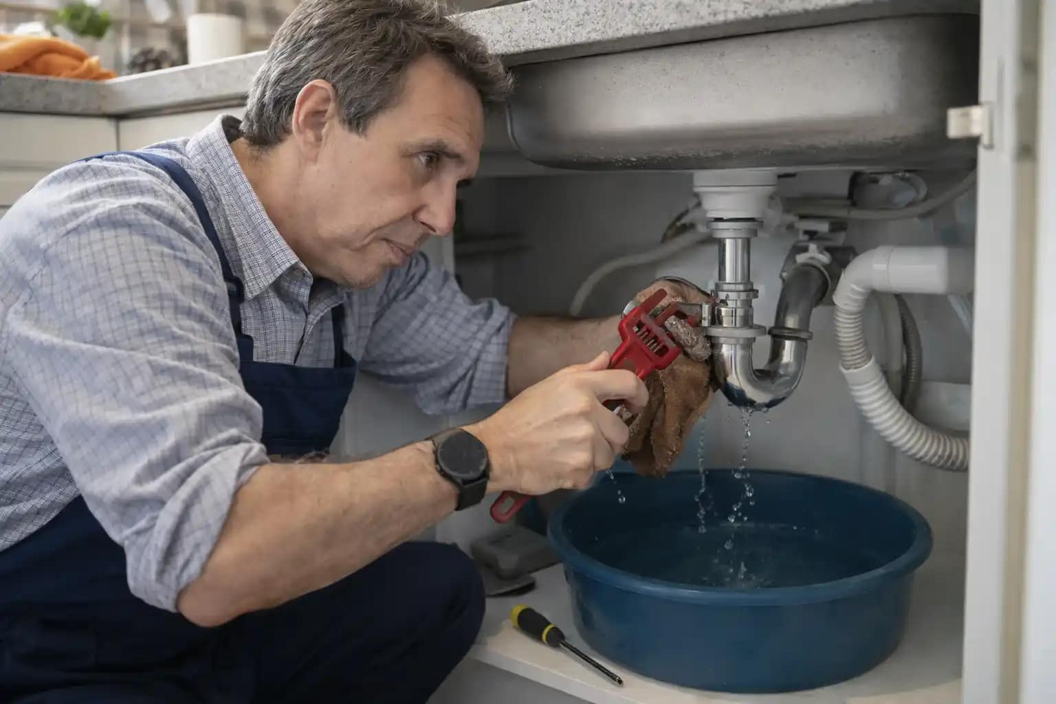 Vazamento embaixo da pia da cozinha